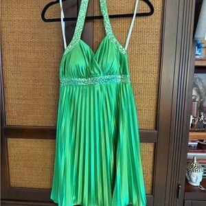 Morgan & Co. Lime Green Sequin Halter Dress